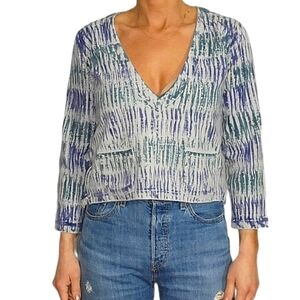 Monrow V Neck Sweater Size X Small Loose Fit Blue Purple